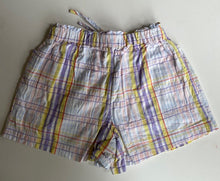 Load image into Gallery viewer, Seed kids girls size 8 purple yellow check elastic waist shorts, VGUC
