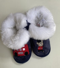 Load image into Gallery viewer, Little White Company baby size 18-24 months blue fluffy slippers London, EUC
