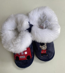 Little White Company baby size 18-24 months blue fluffy slippers London, EUC