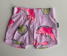 Load image into Gallery viewer, Bonds baby girl size 0-3 months pink dolphin shell shorts bottoms, EUC
