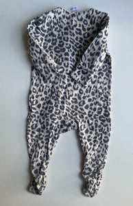 Cotton On baby girl size 0-3 months beige black leopard print one-piece, VGUC