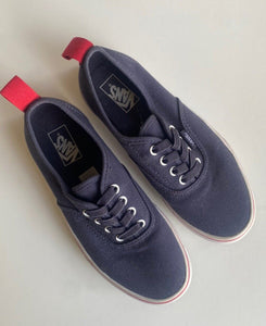 VANS kids size US 3/EUR 34 navy blue pull on canvas sneakers shoes, EUC