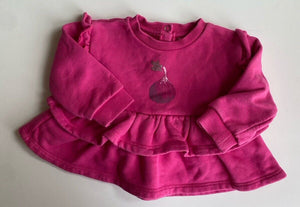 Country Road baby girl size 6-12 months pink frill radish pullover jumper, VGUC