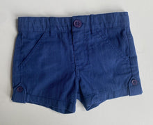 Load image into Gallery viewer, Purebaby baby boy size 0-3 months navy blue stripe shorts, EUC
