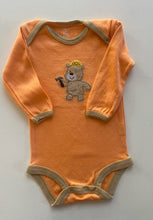 Load image into Gallery viewer, Carter&#39;s baby size 0-3 months orange long sleeve bodysuit construction bear VGUC
