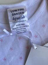 Load image into Gallery viewer, Dymples baby girl size 0-3 months white pink stars long sleeve bodysuit top BNWT
