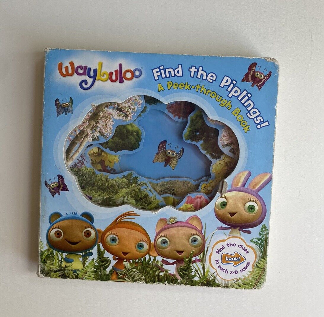 Waybuloo Find the Piplings peek through board book kids toddler, VGUC