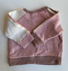 Next baby girl size 0-3 months pink beige pullover jumper rainbow, VGUC