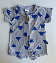 Load image into Gallery viewer, Bonds baby size 3-6 months zippy wondersuit romper grey blue, VGUC
