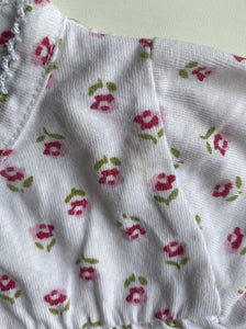 The White Linen Company baby girl size 0-3 months white pink floral top, GUC