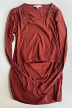 Load image into Gallery viewer, Ripe Women&#39;s size S maternity long sleeve ribbed burnt orange feeding top, EUC
