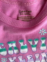 Load image into Gallery viewer, Calvin Klein baby girl size 0-3 months pink t-shirt bodysuit top, VGUC
