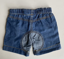 Load image into Gallery viewer, Sprout baby size 0-3 months blue denim drawstring shorts, VGUC
