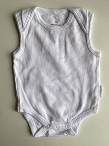 Purebaby baby girl size 0-3 months white pink leaves tank bodysuit, VGUC