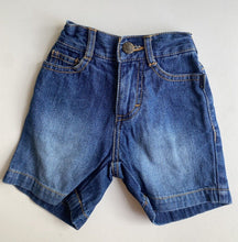 Load image into Gallery viewer, Bonds baby size 3-6 months blue denim elastic waist shorts, VGUC
