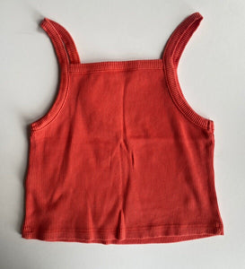 Seed Teen kids girls size 8 red orange ribbed cropped singlet top, VGUC