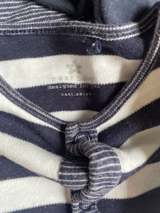 Next baby size 0-3 months x3 navy blue white stripe one-piece bundle, VGUC