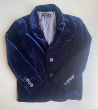 Load image into Gallery viewer, Bardot Junior kids size 4 navy blue velvet formal jacket blazer pockets, VGUC
