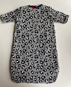 Baby Baby baby size 3-6 months grey black leopard print sleeping bag zip, EUC