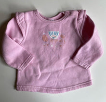 Load image into Gallery viewer, Target baby girl size 3-6 months pink pullover jumper floral frills sleeves VGUC
