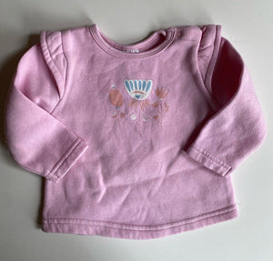 Target baby girl size 3-6 months pink pullover jumper floral frills sleeves VGUC