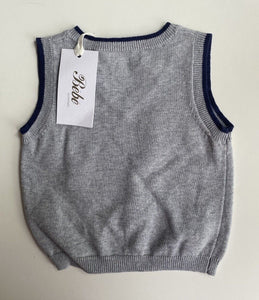 Bebe by Minihaha baby size 6-9 months grey knitted vest elephant, BNWT