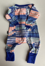 Load image into Gallery viewer, Bonds baby size 0-3 months zippy wondersuit blue orange pattern, GUC
