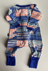 Bonds baby size 0-3 months zippy wondersuit blue orange pattern, GUC