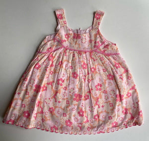 Jack & Milly baby girl size 3-6 months pink floral sleeveless dress, VGUC