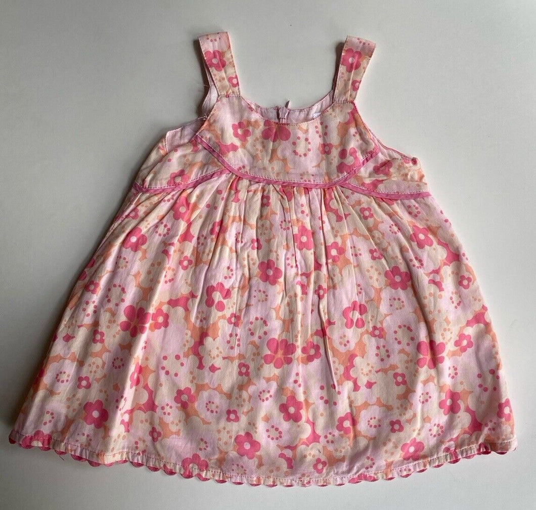 Jack & Milly baby girl size 3-6 months pink floral sleeveless dress, VGUC