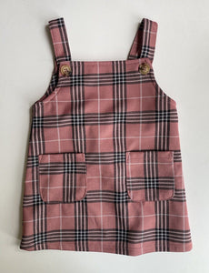 Mini Mango baby girl size 12-18 months pink check pinafore dress, EUC