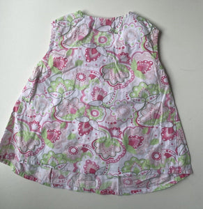 Sprout baby girl size 12-18 months pink green floral sleeveless top, VGUC