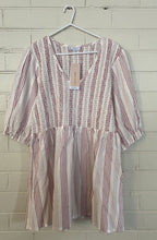 Load image into Gallery viewer, Target Maternity women&#39;s size 16 pink white stripe smocked tunic top, BNWT
