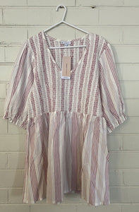 Target Maternity women's size 16 pink white stripe smocked tunic top, BNWT