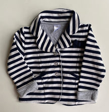 Load image into Gallery viewer, Target baby girl size 12-18 months navy blue white stripe button up jacket, VGUC
