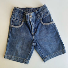 Load image into Gallery viewer, Jack &amp; Milly baby boy size 6-12 months blue denim shorts, VGUC
