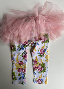 Rock Your Baby baby girl size 12-18 months floral leggings tutu skirt, GUC