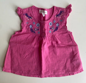 Pumpkin Patch baby girl size 3-6 months pink floral blouse top, VGUC