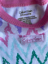 Load image into Gallery viewer, Calvin Klein baby girl size 0-3 months pink green short sleeve bodysuit, VGUC
