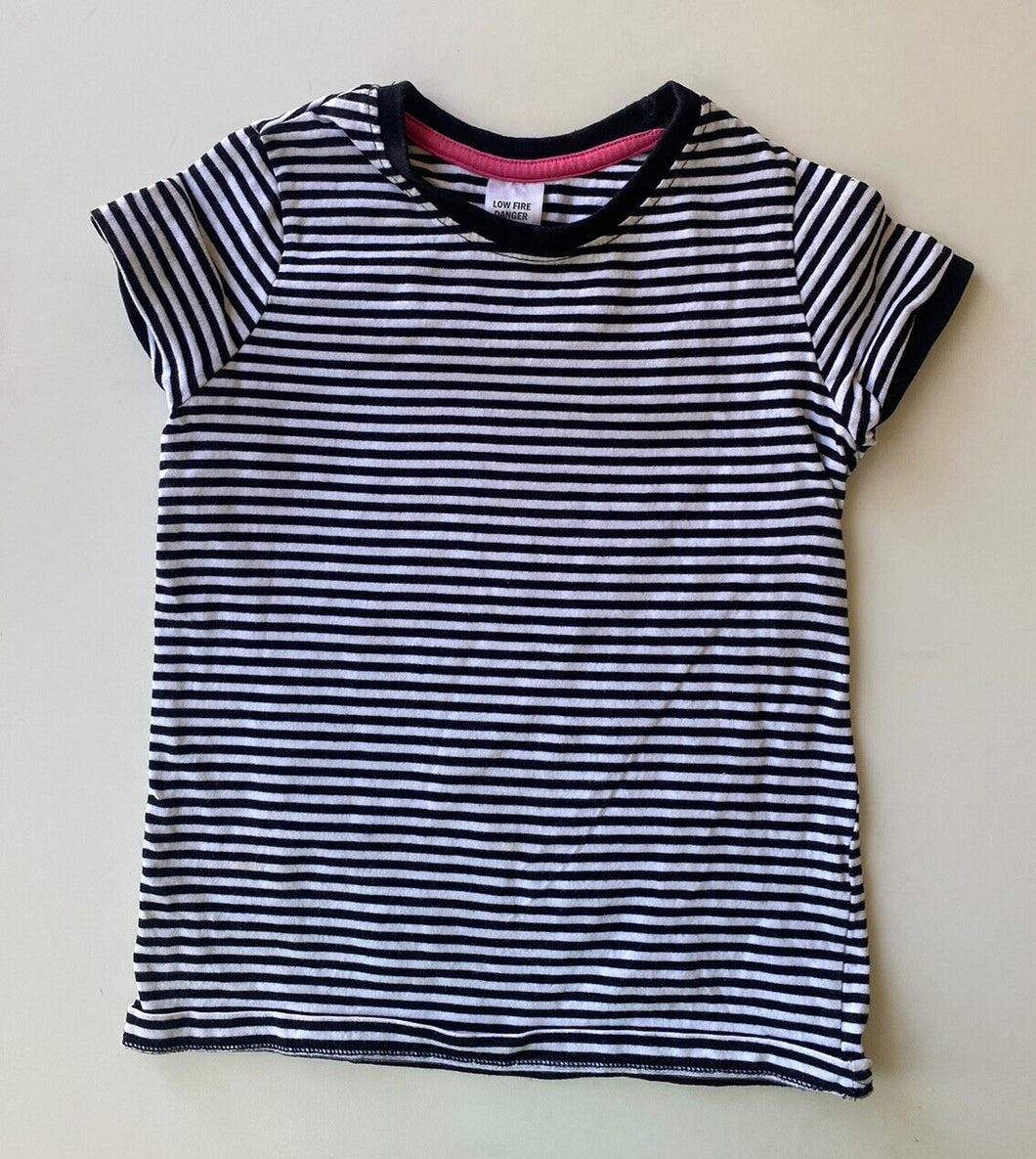 Target kids girls size 5 black white stripe short sleeve t-shirt top, VGUC