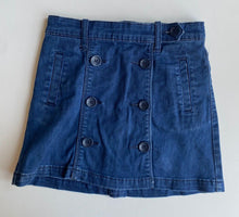 Load image into Gallery viewer, Country Road kids girls size 7 dark blue denim button up mini skirt, VGUC
