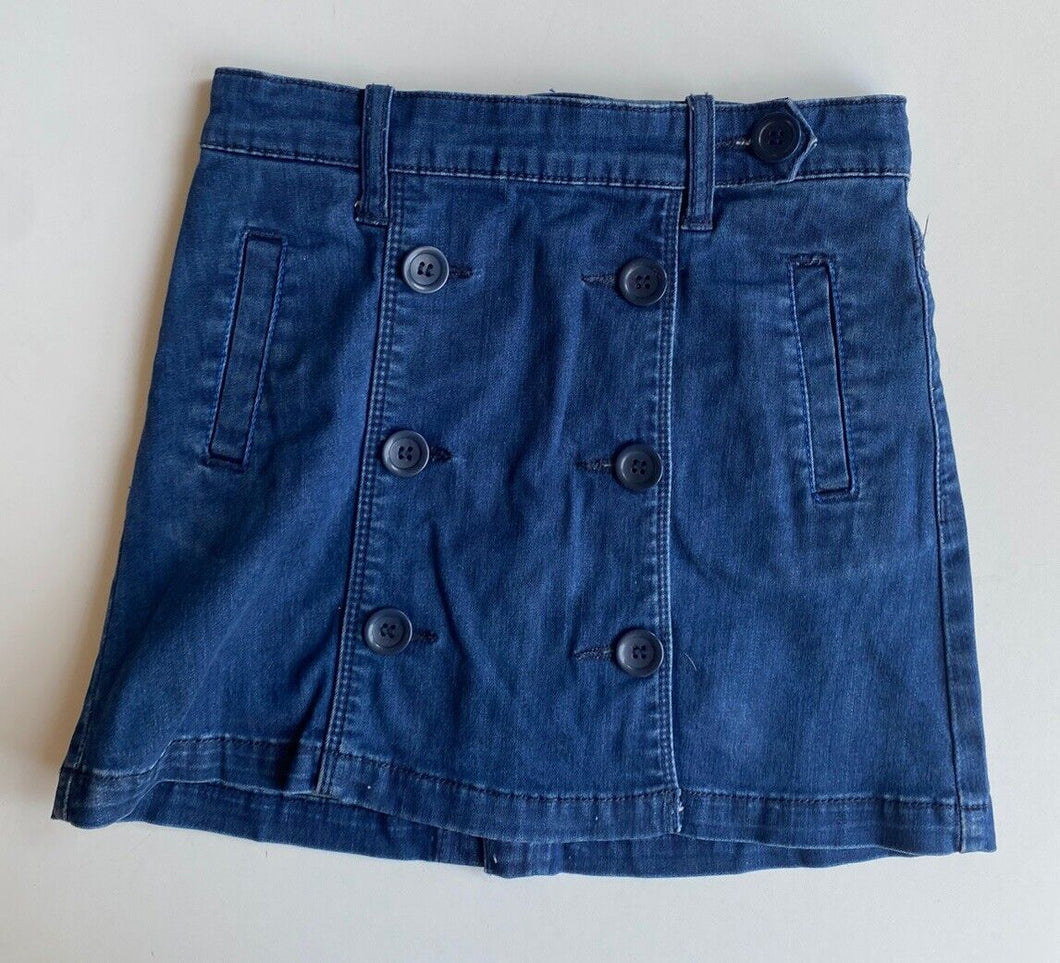 Country Road kids girls size 7 dark blue denim button up mini skirt, VGUC