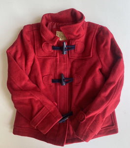 Lily & Dan kids size 5 red duffle coat jacket pockets warm wool, VGUC