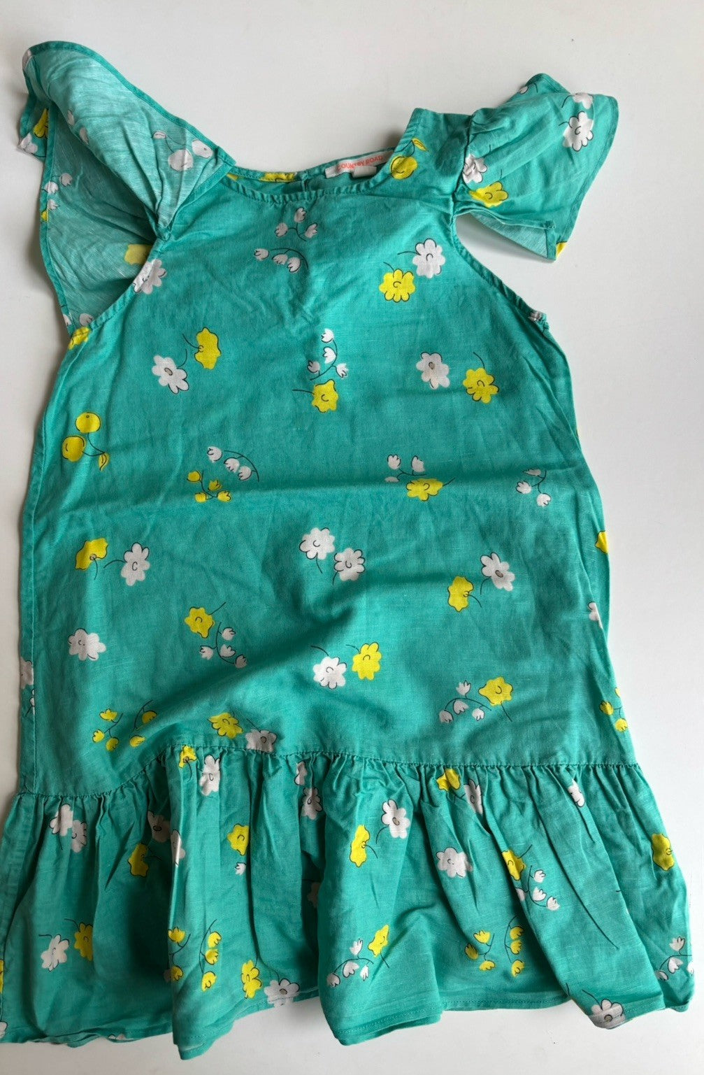 Country Road kids girls size 10 green yellow floral linen blend dress,