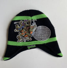 Load image into Gallery viewer, Teenage Mutant Ninja Turtles size 1-3 years black green knitted beanie hat, VGUC
