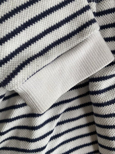 Seed kids girls size 7 navy blue white stripe long sleeve dress, GUC