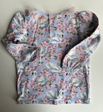 Load image into Gallery viewer, Rock Your Kid girls toddler size 2 blue pink floral swans long sleeve top, VGUC
