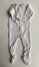 Load image into Gallery viewer, Purebaby baby size 3-6 month white grey yellow patterned one-piece growsuit VGUC
