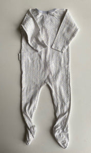 Purebaby baby size 3-6 month white grey yellow patterned one-piece growsuit VGUC