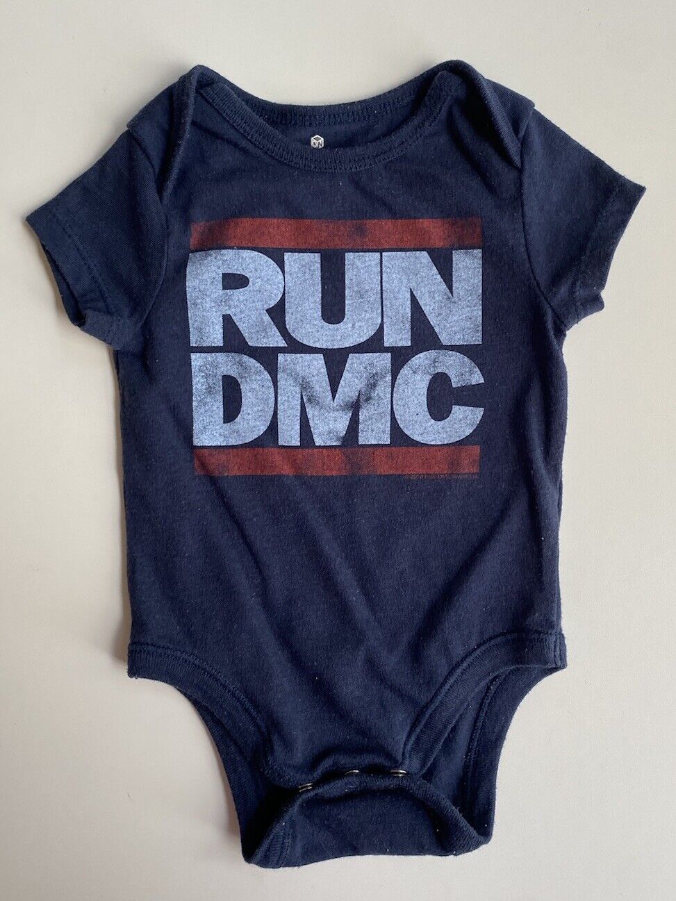 Old Navy baby size 3-6 months navy blue short sleeve bodysuit RUN DMC, VGUC